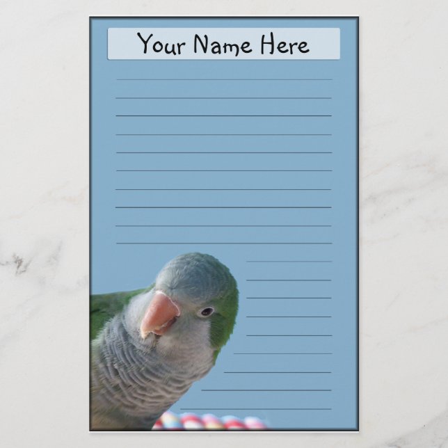 Personalisiertes Quäkerparakeet-Briefpapier Briefpapier (Vorderseite)