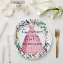 Personalisiertes Quinceañera Elegantes Rosa Kleid