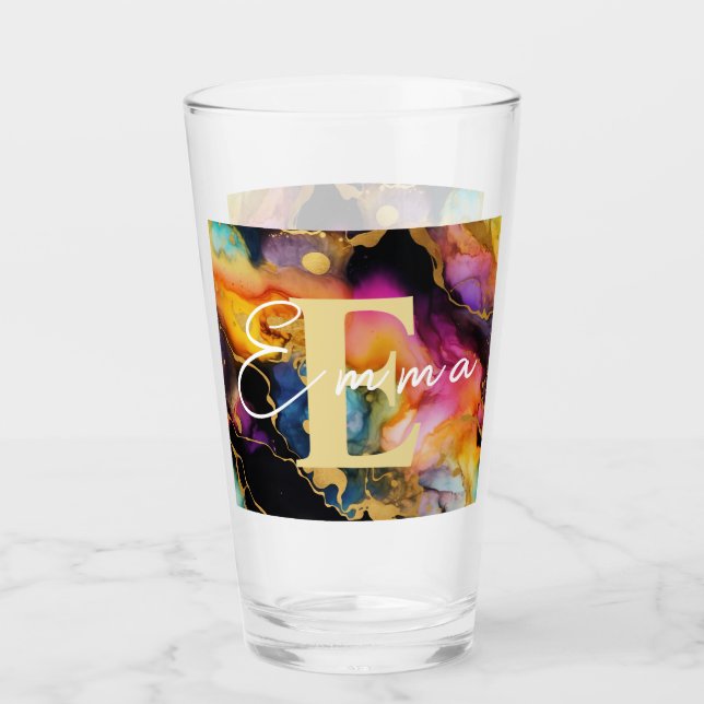 Personalisiertes Rainbow & Black Alcohol Tinte Gla Glas (Vorderseite)