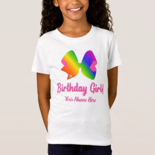 Personalisiertes Rainbow Bow Birthday Girl Shirt