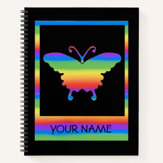 Personalisiertes Rainbow Butterfly SpiralNotebook Notizbuch