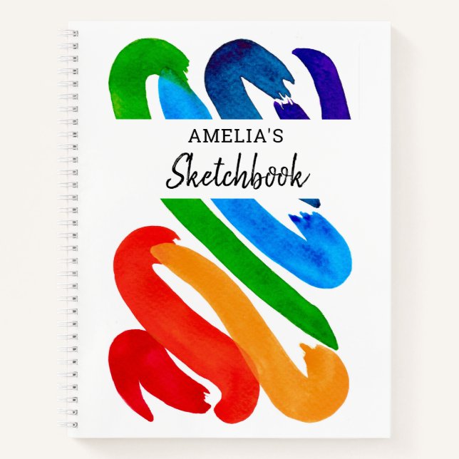 Personalisiertes Rainbow Pattern Sketchbook Notizbuch (Vorderseite)