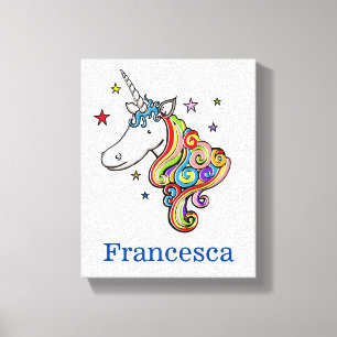 Personalisiertes Rainbow Unicorn Leinwanddruck