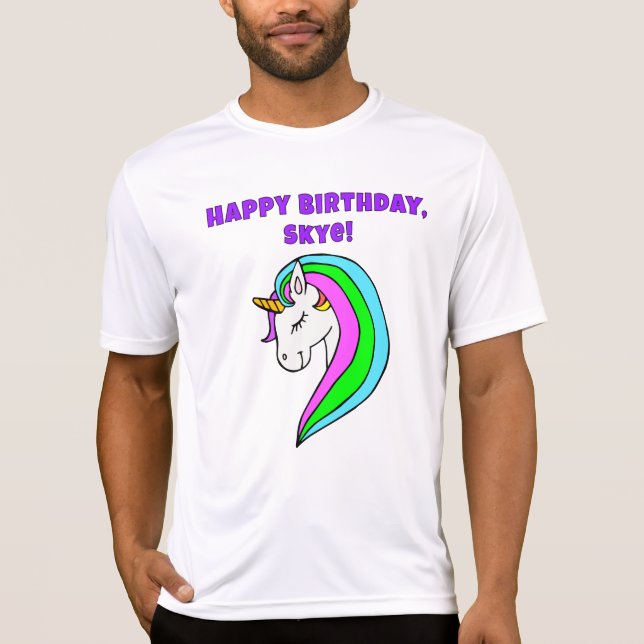 Personalisiertes Rainbow Unicorn T-Shirt (Vorderseite)