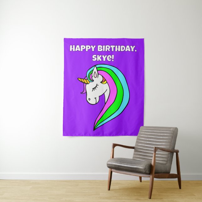 Personalisiertes Rainbow Unicorn Wandteppich (Beispiel)