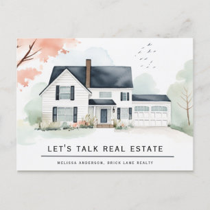 Personalisiertes Real Anwesen Watercolor House Postkarte