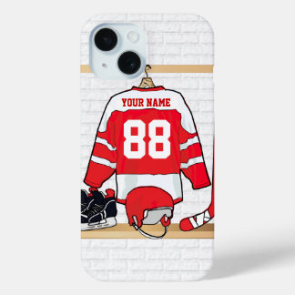 Personalisiertes Red and White Ice Hockey Jersey Case-Mate iPhone Hülle
