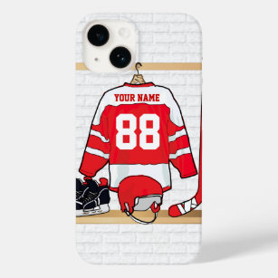 Personalisiertes Red and White Ice Hockey Jersey Case-Mate iPhone Hülle