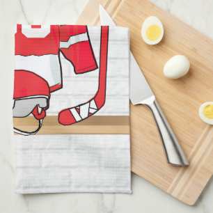 Personalisiertes Red and White Ice Hockey Jersey Handtuch