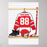 Personalisiertes Red and White Ice Hockey Jersey