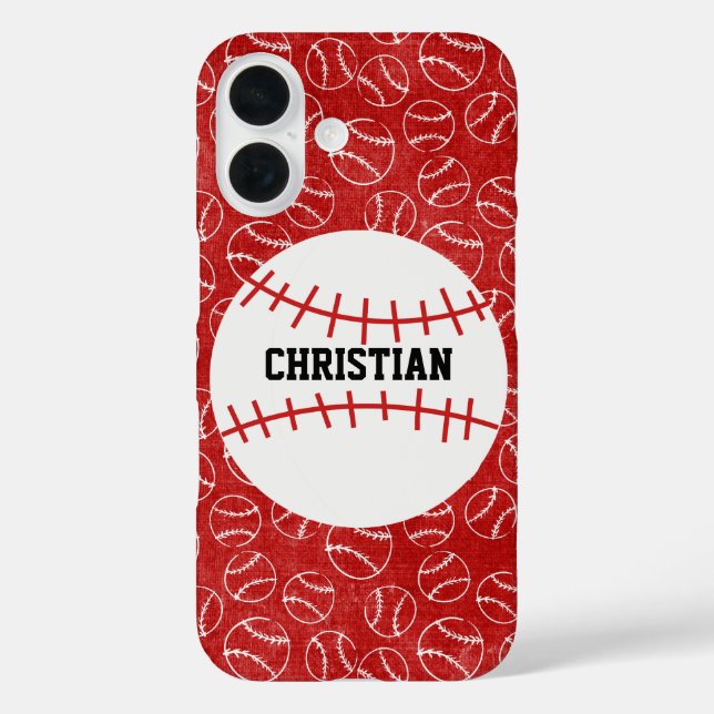 Personalisiertes Red Baseball-Muster mit Baseball Case-Mate iPhone Hülle (Rückseite)