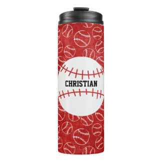 Personalisiertes Red Baseball-Muster mit Baseball Thermosbecher