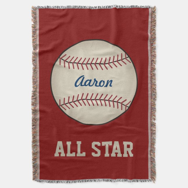 Personalisiertes Red Baseball Sports Blanket Decke (Vorderseite Vertikal)