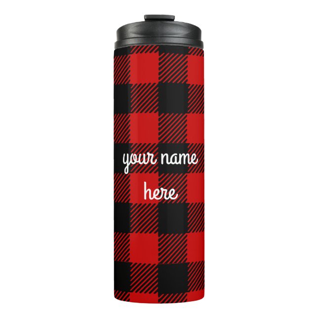 Personalisiertes Red Buffalo Kariert Travel Mug Thermosbecher (Vorderseite)