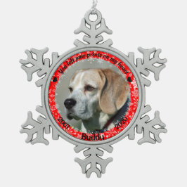 Personalisiertes Red Dog Memorial Schneeflocken Zinn-Ornament