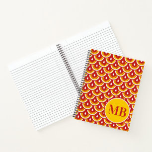 Personalisiertes Red Fishscale Muster Notebook Notizbuch