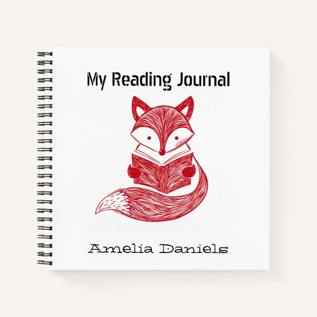 Personalisiertes Red Fox Reading Journal Notizbuch (Vorderseite)