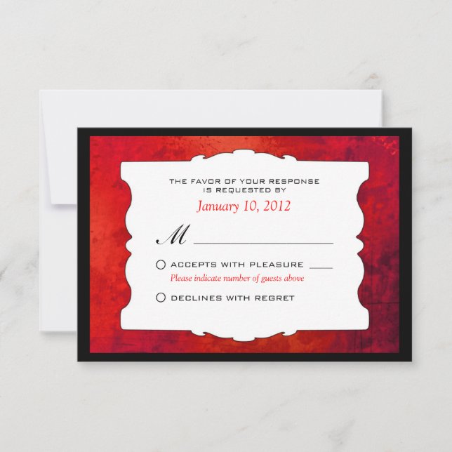Personalisiertes Red Gothic Wedding RSVP Karte (Vorderseite)