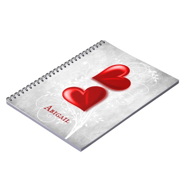 Personalisiertes Red Hearts Notebook Notizblock (Linke Seite)