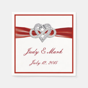 Personalisiertes Red Infinity Heart Wedding Napkin Serviette
