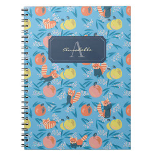 Personalisiertes "Red Panda" Blue Apple Notebook Notizblock