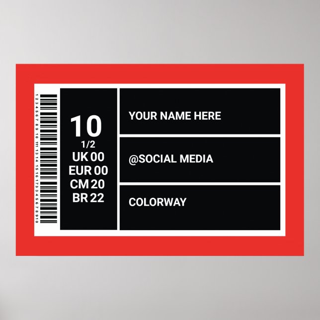 Personalisiertes Red Sneaker Wall Art Sneaker Box  Poster (Vorne)