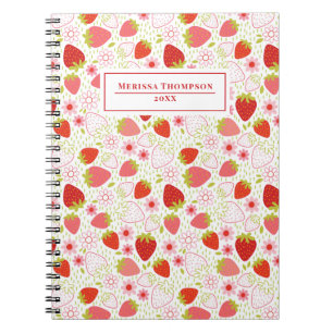 Personalisiertes Red Strawberry-Muster-Notebook Notizblock