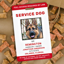 Personalisiertes Red White Service Dog Foto ID Abz