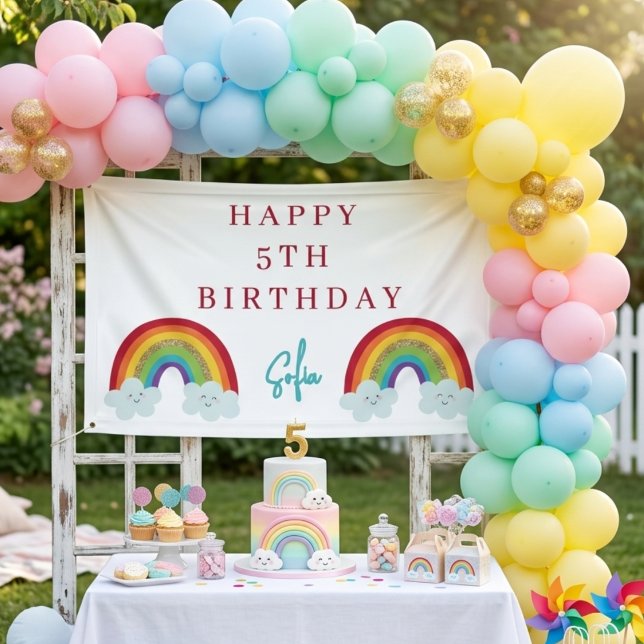 Personalisiertes Regenbogen-5.-Geburtstagsbanner S Banner (Von Creator hochgeladen)