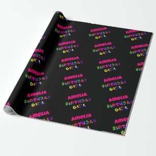 Personalisiertes Regenbogen-Geburtstagsmädchen Geschenkpapier