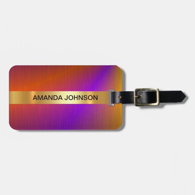 Personalisiertes Regenbogen Golden Metallic Gepäck Gepäckanhänger (Vorderseite horizontal)