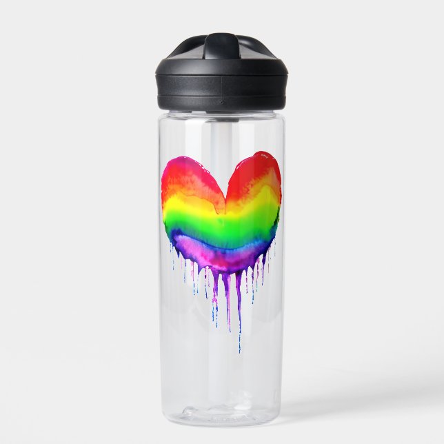 Personalisiertes Regenbogen Herz Driving Paint Trinkflasche (Vorderseite)