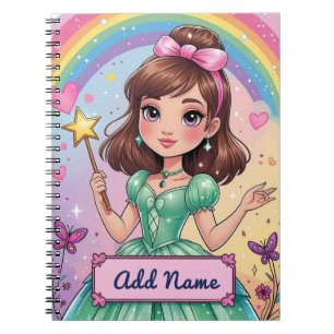Personalisiertes Regenbogen-Prinzessin Notizbuch Notizblock