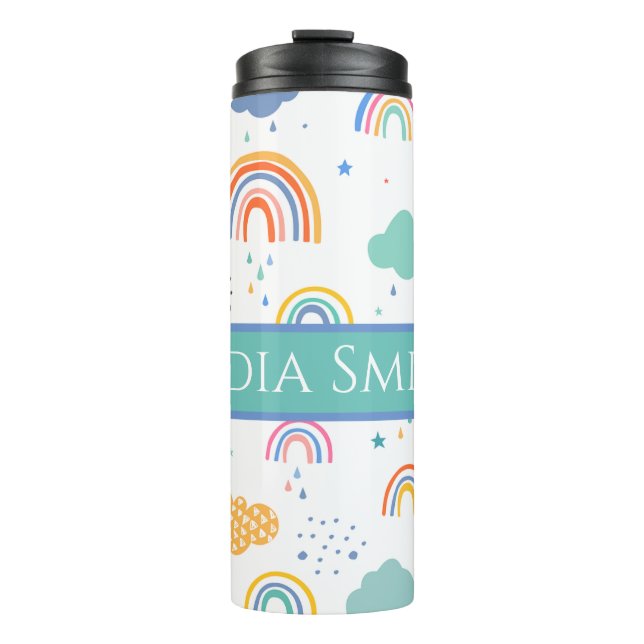 Personalisiertes Regenbogengetränk Thermosbecher (Vorderseite)