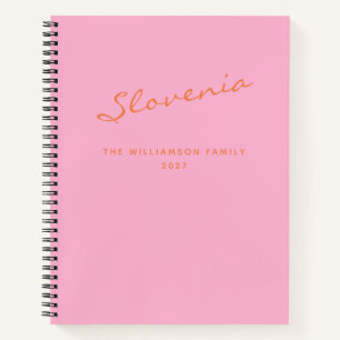 Personalisiertes Reise-Tagebuch in Rosa und Orange Notizbuch