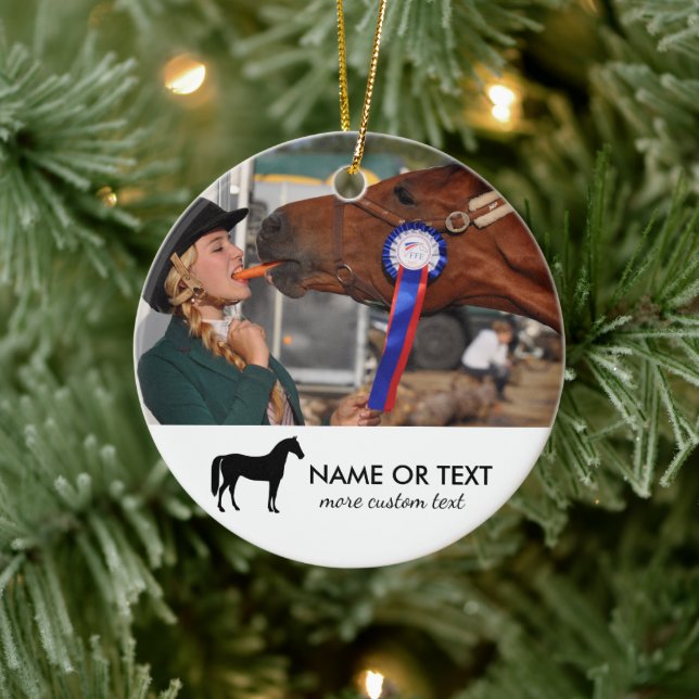 Personalisiertes Reitsport Foto Reiten Keramik Ornament (Baum)