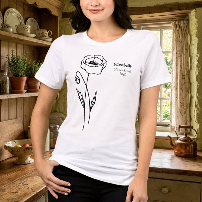 Personalisiertes Renten-Mohnblume  T-Shirt (Poppy design retirement t-shirt.)