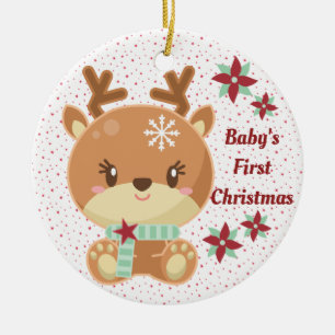 Personalisiertes Rentier Baby Keramik Ornament