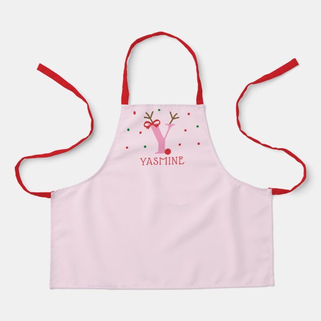 Personalisiertes Rentier-Mädchen Initial Y  Schürze (Vorderseite)