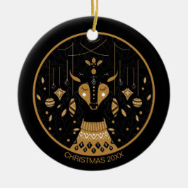 Personalisiertes Rentier Weihnachts-Foto Keramik Ornament