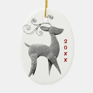 Personalisiertes Rentier Weihnachtsgeschenk Foto Keramik Ornament