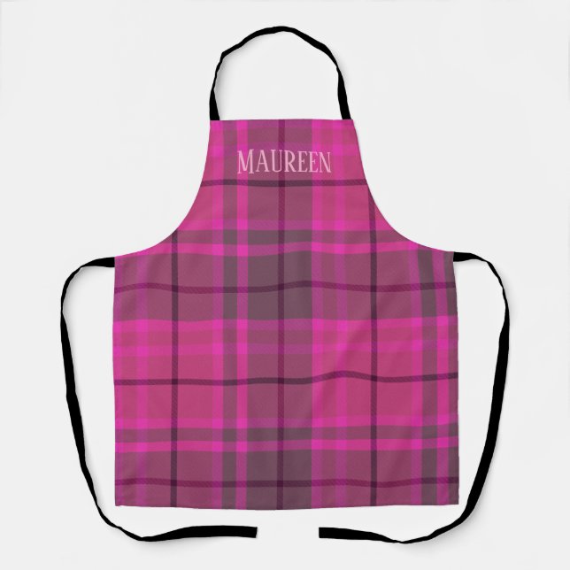 Personalisiertes Retppy-Rosa und lila Tartan karie Schürze (Vorderseite)