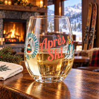 Personalisiertes Retro-After-Ski-Lodge Weinglas Ohne Stiel
