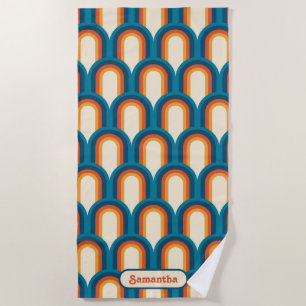 Personalisiertes Retro Arch Rainbow-Muster Strandtuch