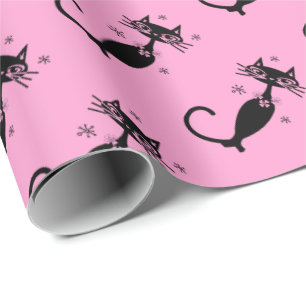 Personalisiertes Retro Atomic Black Cat Wrapping P Geschenkpapier