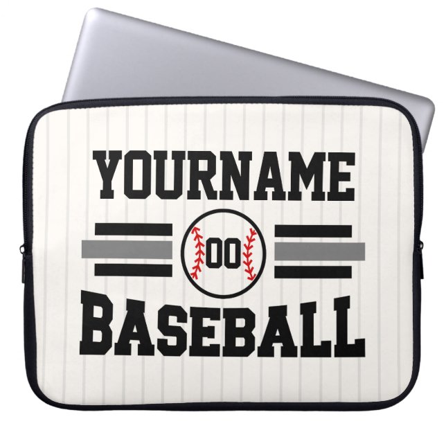 Personalisiertes Retro-Baseball-Player-Team Laptopschutzhülle (Vorderseite)