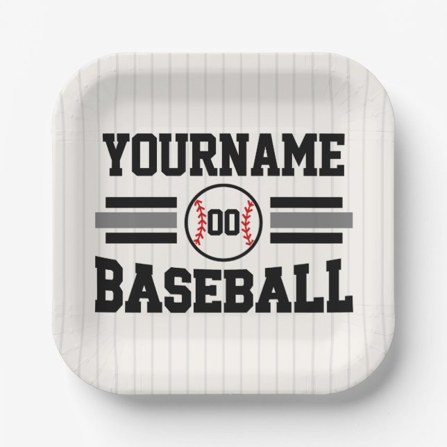 Personalisiertes Retro-Baseball-Player-Team Pappteller (Vorderseite)