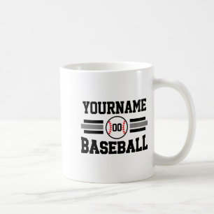 Personalisiertes Retro-Baseballspieler-Name-Team-T Kaffeetasse