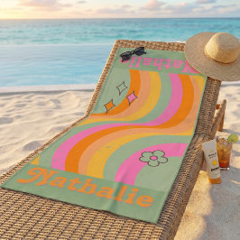 Personalisiertes Retro Beach Handtuch mit Namen -