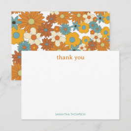 Personalisiertes Retro-Blume-Muster Dankeskarte